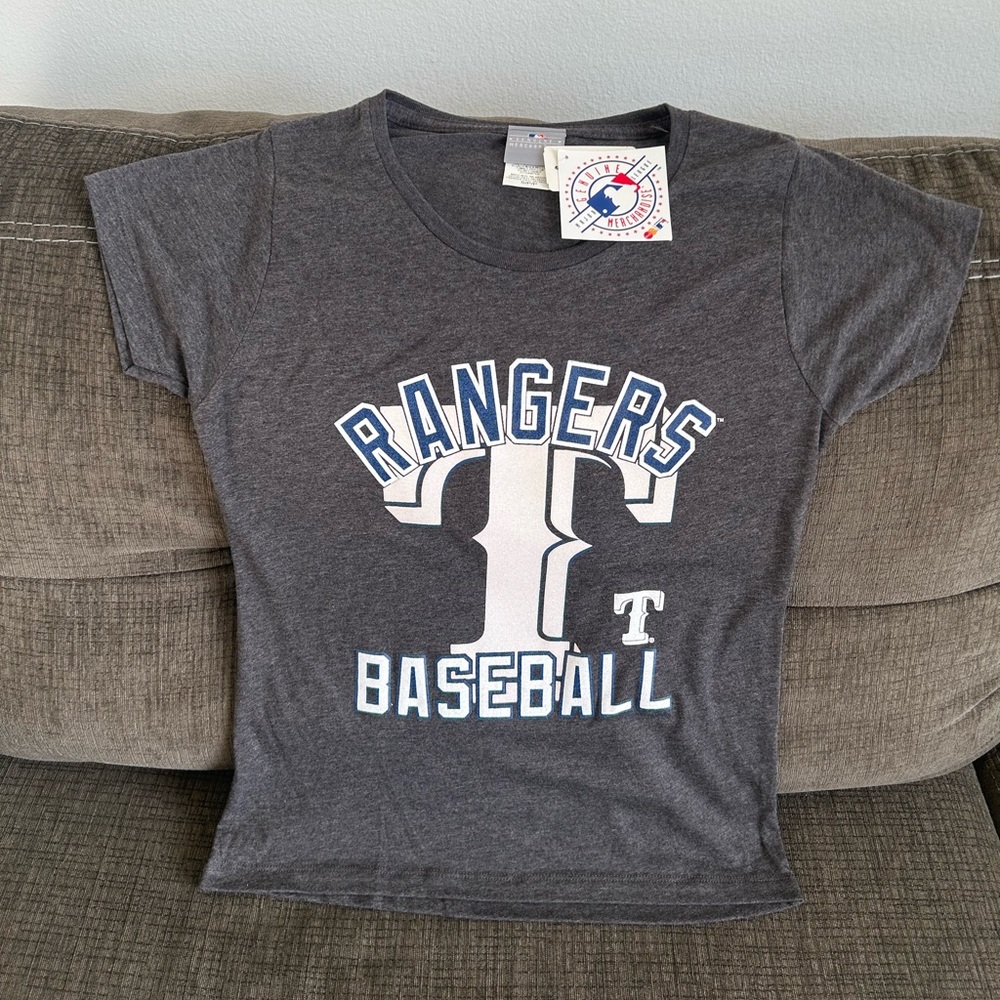 Majestic Texas Rangers MLB Baseball Gray T-Shirt Women’s Sz: Small